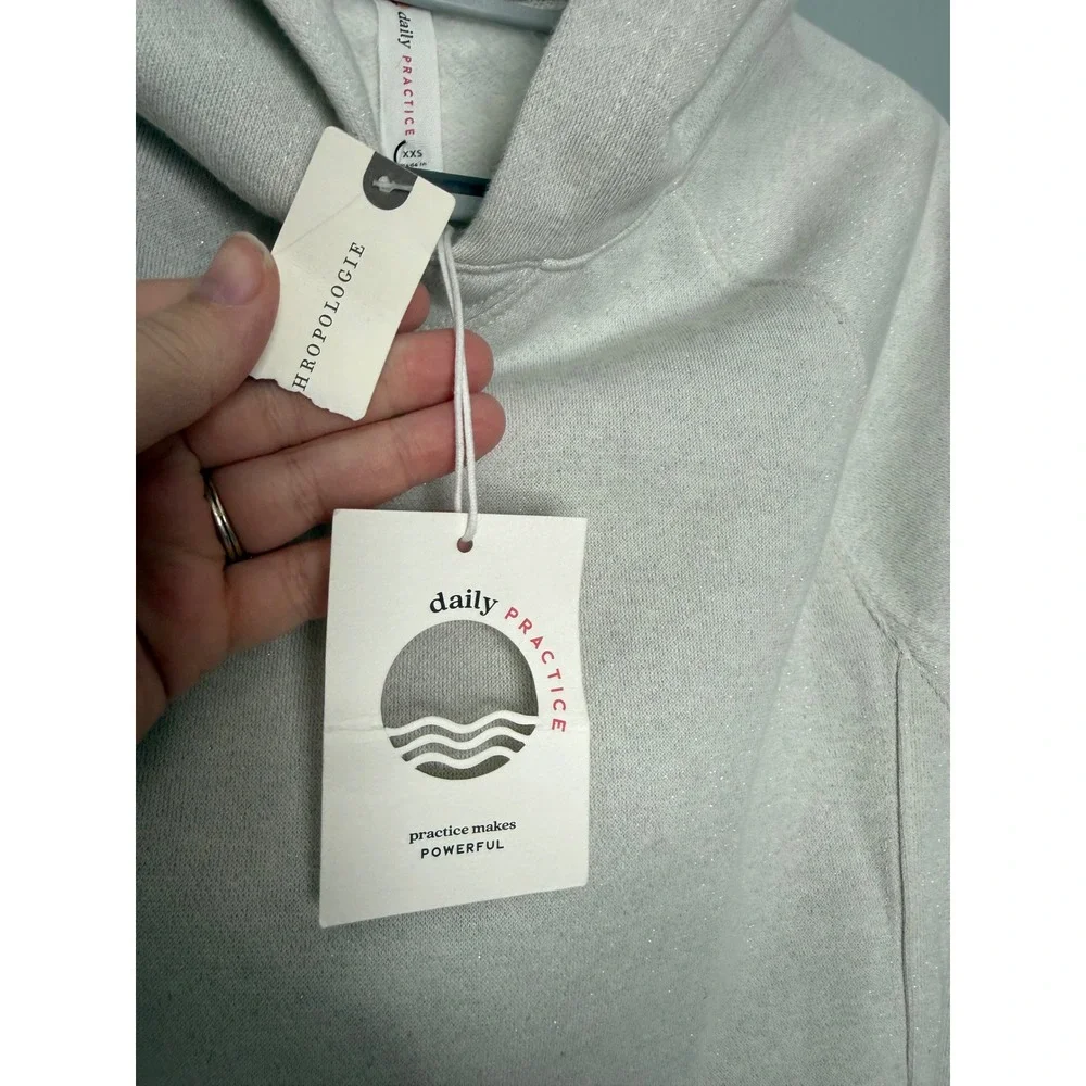 NWT Anthropologie Daily Practice grey glitter hoodie‎